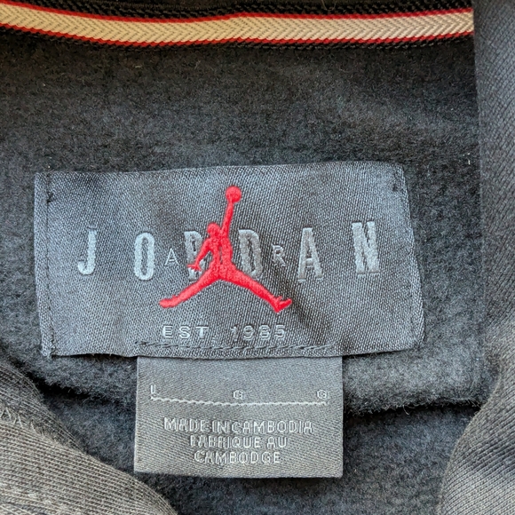 NIKE MENS JORDAN ESSENTIALS FLEECE HOODIE BLACK & GOLD - Size L - Picture 7 of 9